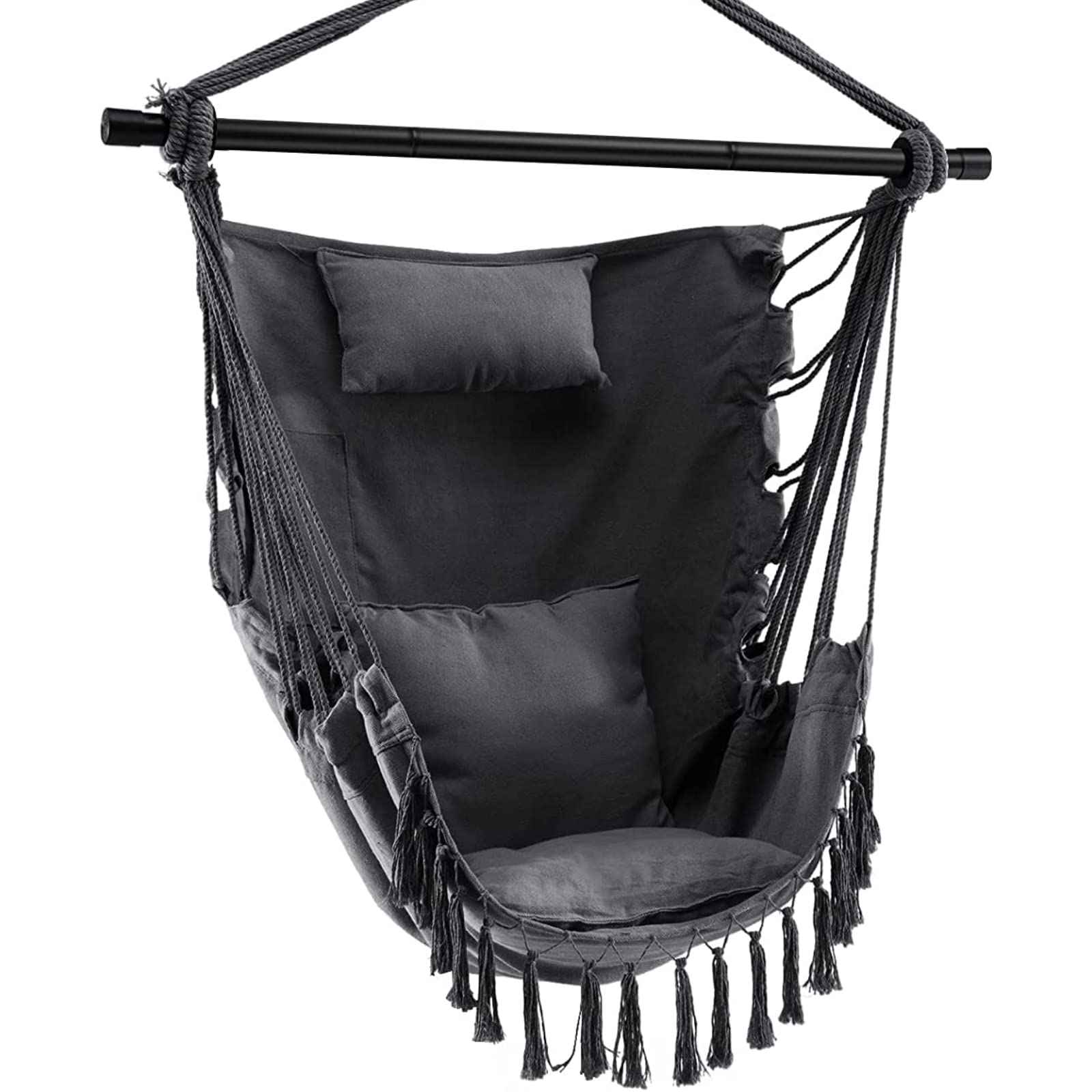 Tangkula Hammock Chair Hanging Rope Swing with Head Pillow